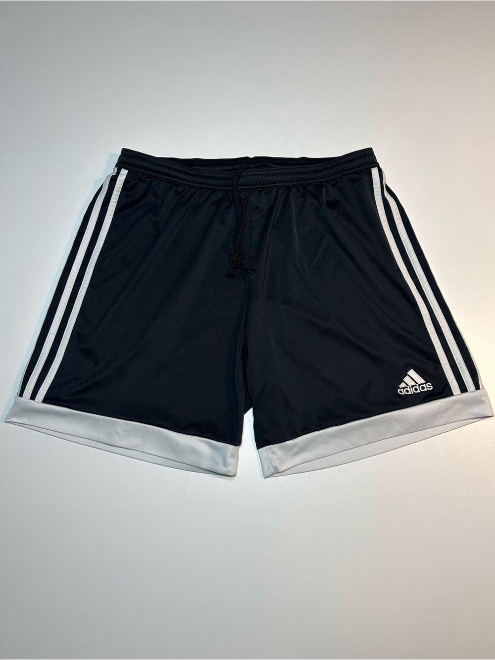 Adidas Soccer Shorts Black White 3-Stripes Climalite Training